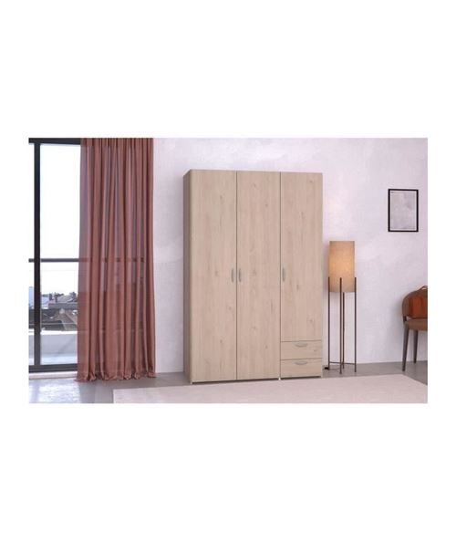 Armoire chambre PARISOT VARIA 6521A3PT 3 portes battantes 2 tiroirs chêne blanc