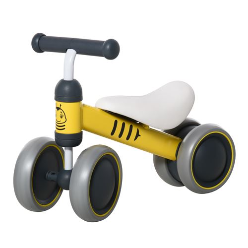 Draisienne vélo enfant design abeille 4 roues selle guidon ergonomique métal PP jaune