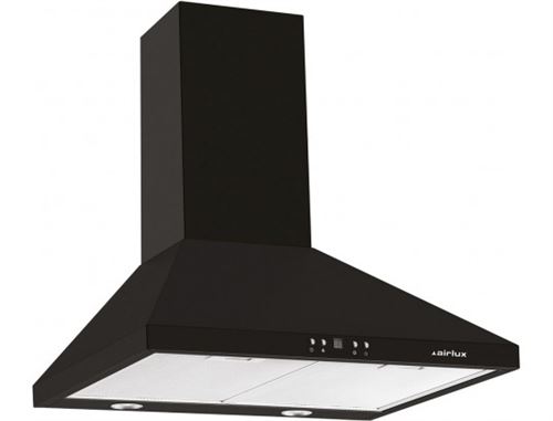 Airlux AHP675BK - Hotte - hotte décorative - largeur : 60 cm - profondeur : 50 cm - evacuation & recyclage - noir mat