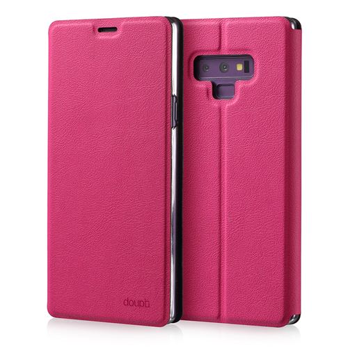 doupi Deluxe FlipCover pour Samsung Galaxy Note 9, Magnétique Style Livre Étui de Protection avec Support, rouge rose