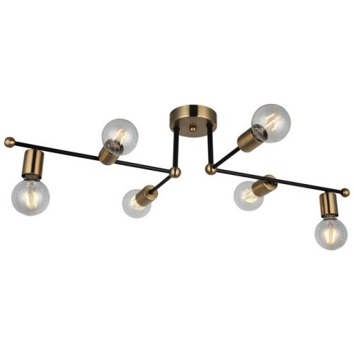 HOMEMANIA Lampe de Plafond Rena - Plafonnier - du mur - Or, noir en Métal, 49 x 87 x 20 cm, 6 x E27, 40W