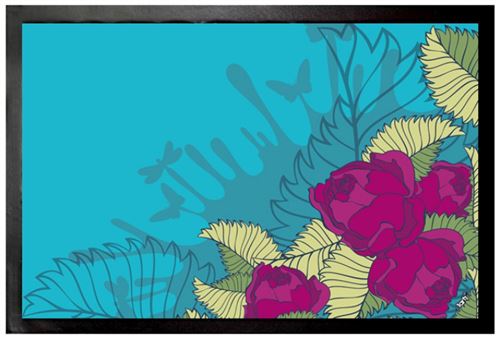 Fleurs Paillasson Essuie-Pieds - Roses Fuchsia (40x60 cm)