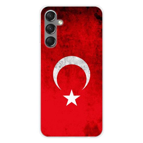 Coque en silicone imprimée compatible Samsung Galaxy A24 4G Drapeau Turquie