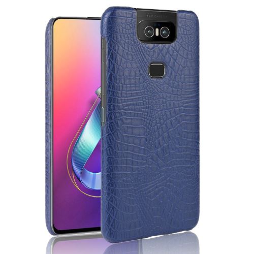 Coque en TPU + PU crocodile dur bleu foncé pour votre Asus Zenfone 6 ZS630KL