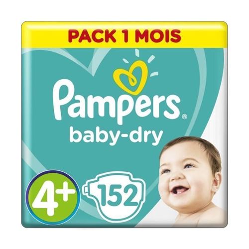 Pampers - baby dry - couches taille 4+ maxi+ (9-20 kg) - pack économique 1 mois de consommation x152 couches
