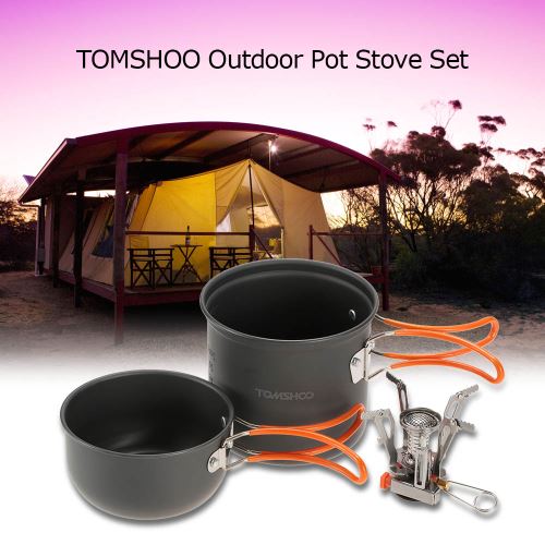 TOMSHOO Camping randonnée en plein air avec Cookware Mini Camping piézoélectriques Ignition Poêle Backpacking cuisson pique-n-5