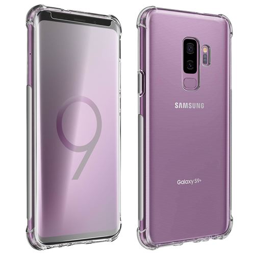 Avizar Pack Protection pour Samsung Galaxy S9 Plus Coque Souple + Film Verre Trempé 9H Transparent