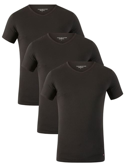 Tommy Hilfiger Homme Lot de 3 T-shirts à col en V Premium Essentials, Noir