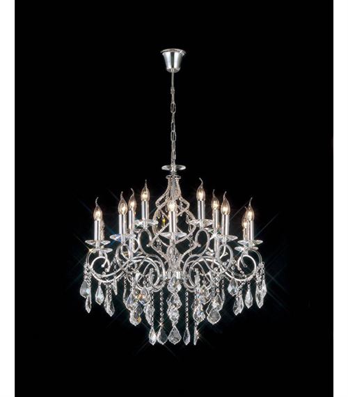 Suspension Torino 15 Ampoules chrome poli/cristal