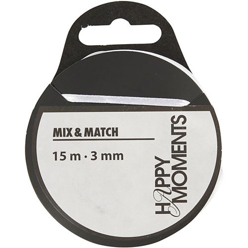 Happy Moments Ruban de satin 3 mm x 15 m blanc