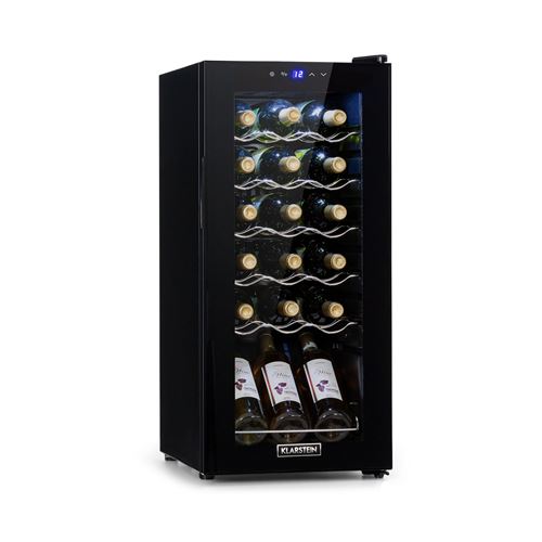 Shiraz 18 Slim Uno, Cave &agrave; vin r&eacute;frig&eacute;r&eacute;e compacte 50 L / 18 bouteilles, classe G - Noire