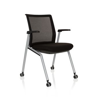 Chaise visiteur chaise de conférence PRIORITY tissu maille tissu noir hjh OFFICE Chaise visiteur chaise de conférence PRIORITY tissu maille tissu noir hjh OFFICE