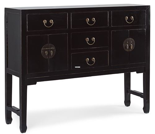 Console / Table d'entrée en bois coloris noir - L.137 x P.35 x H.107 cm -PEGANE-