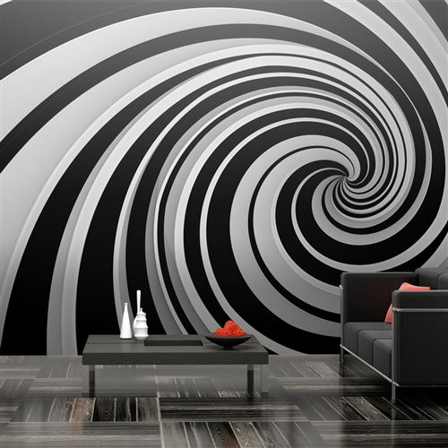 Papier peint XXL Black and white swirl-Taille L 550 x H 270 cm