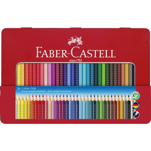 Crayons de couleur Faber-Castell Grip set 36 pièces assorti sur