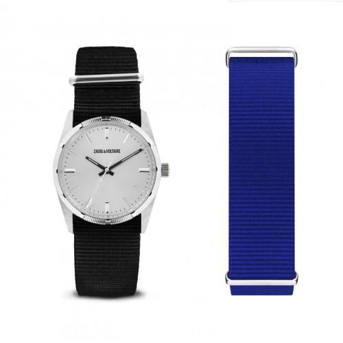 Montre Mixte Zadig & Voltaire à Quartz Cadran Argenté 36 mm Et Bracelet Multicolore En Nylon ZVFA210