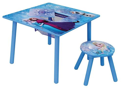 FUN HOUSE Disney Reine des Neiges Table Carrée avec Rangement/Tabouret pour Enfant, MDF, 65 x 65 x 10 cm