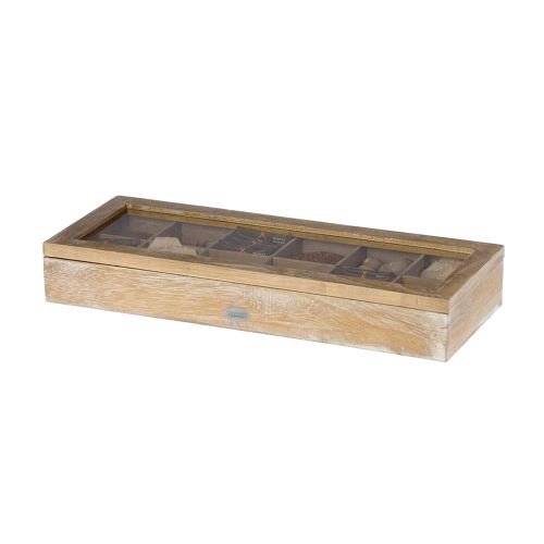 Longue Boite rectangulaire en bois Natural pour le thé