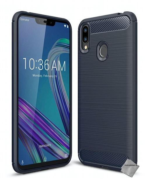 Housse etui coque silicone gel carbone pour Asus Zenfone Max M2 ZB633KL + film ecran - BLEU FONCE - htdmobiles