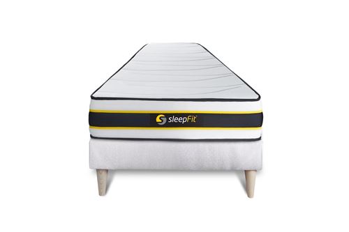 Ensemble matelas et sommier Sleepfit Ensemble matelas 90 x 200 cm flexy - ressorts ensachs - ep. 22 cm - ferme - sommier blanc