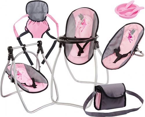 Bayer poppenaccessoiresset gris / rose 7-pièce