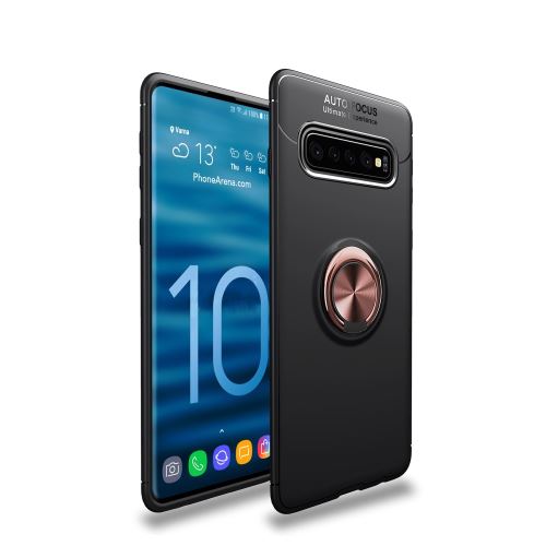Coque en TPU avec béquille pour anneau au doigt noir/rose or pour votre Samsung Galaxy S10
