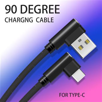 Cable Fast Charge 90 degres Type C pour VIVO Xplay 5 Elite Smartphone Android Connecteur Recharge Chargeur Universel (NOIR) - 1