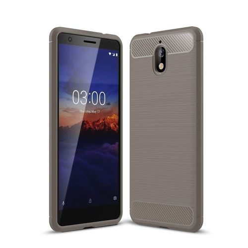 Coque Souple en Gel Silicone pour Nokia 3.1 Carbone effet Brossé - Gris