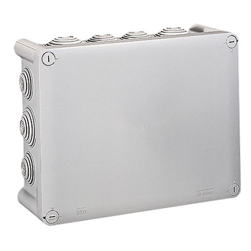 Boite rectangulaire 220x170x86 étanche Plexo gris - 14 embouts - IP55/IK07 - 750°C