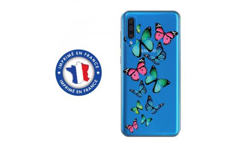 Coque souple pour Samsung Galaxy A50 avec impression Motifs papillons colorés