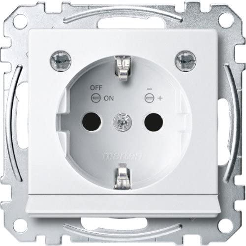 Merten MEG2304-0419 Prise SCHUKO avec éclairage LED et protection de contact, système M Blanc