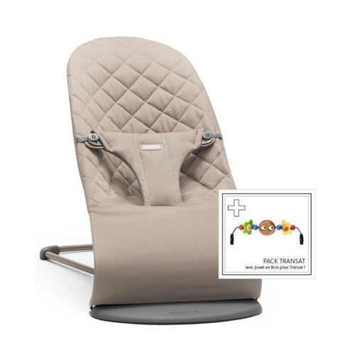 Babybjorn Transat Bliss Coton Sable / Gris - Avec Jouet En Bois