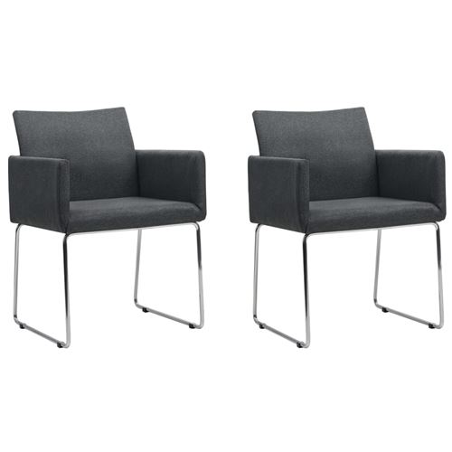 vidaXL Chaise de salle à manger 2 pcs Gris foncé