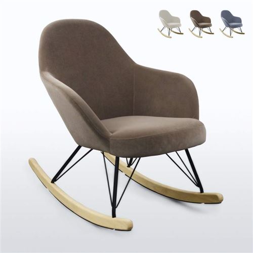 Chaise à bascule au design moderne Eiffel ROCKing en velours, Couleur: Marron