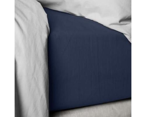 Drap housse Percale de Coton 80 fils Jeans (180 x 200 cm)