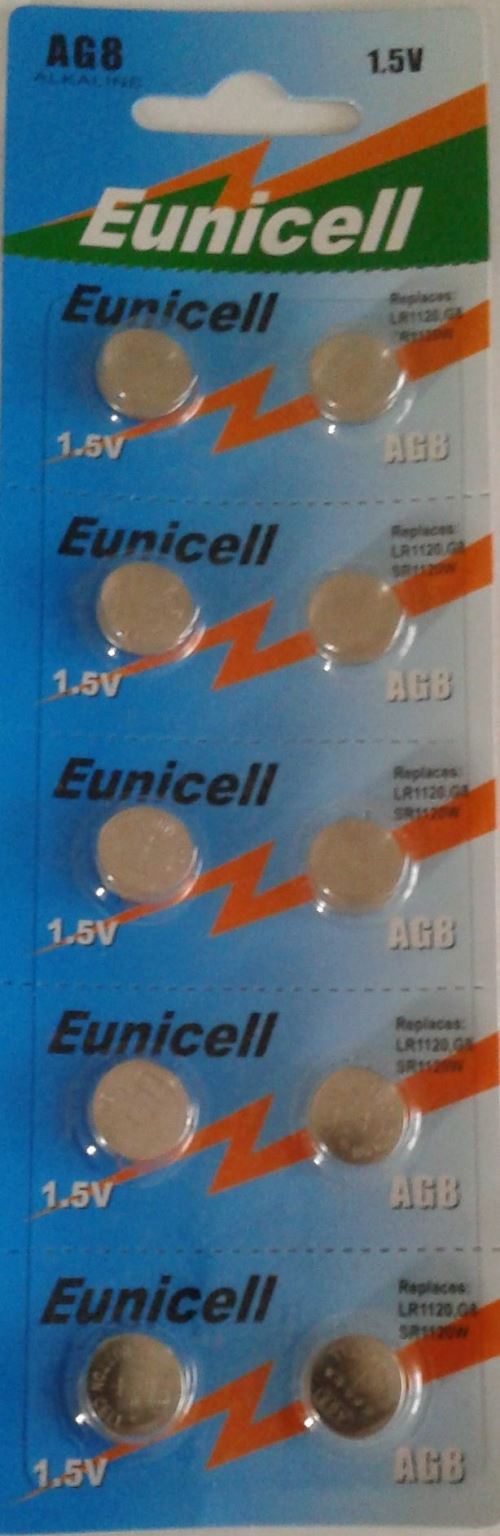 EUNICELL - Lot de 10 PILES AG8 LR55 LR1120 SR1120 381 391 G8 G58 D385