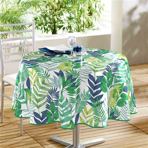 Nappe ronde (0) 160 cm en toile cirée PVC palma Blanc