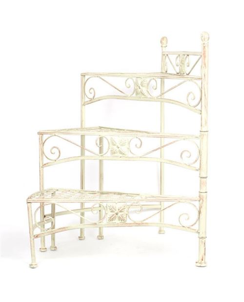 Escalier blanc Présentoir étagère console sellette porte plante en fer jardinière - 64 cm