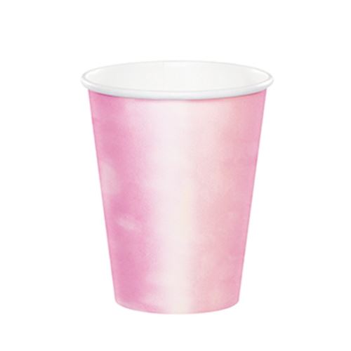 8 gobelets carton rose irisé 256ml