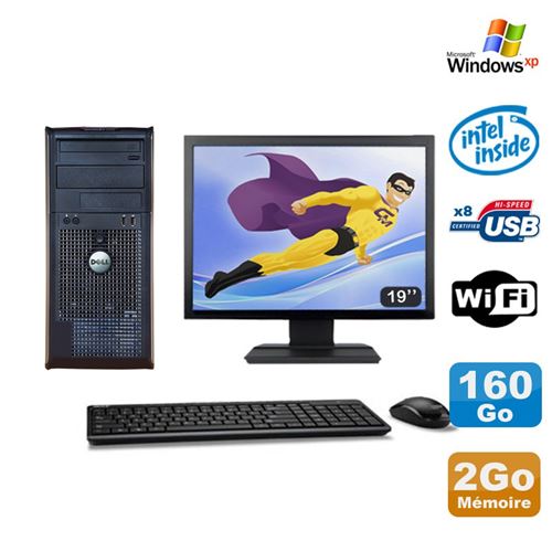 PC Tour Dell Optiplex 360 Mt E7400 2.8Ghz 2Go 160Go Dvd WiFi Xp Ecran 19'