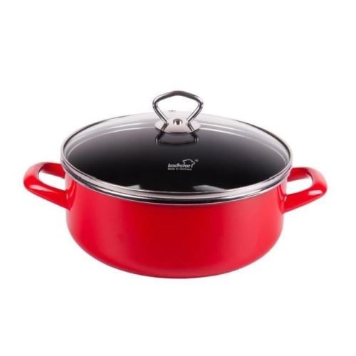Kochstar faitout en acier émaillé avec couvercle a induction - 24 cm - rouge ffa5170005
