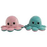 Peluche poulpe réversible double face Rose + bleu clair