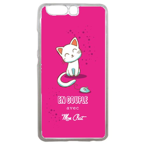 Coque En Couple Avec Mon Chat Fond Rose Compatible P10 Transparent