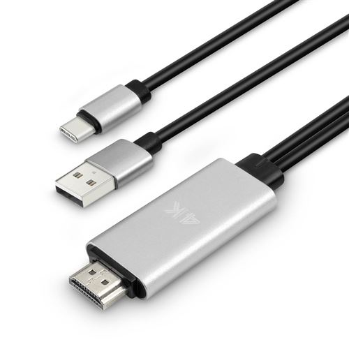 1€24 sur Câble MHL USB type C vers HDMI 4K Adaptateur Vidéo 1.8m 4smarts  Noir - Câbles vidéo - Achat & prix