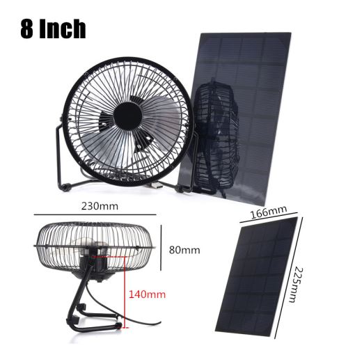 4/6/8 « » USB fer à énergie solaire Ventilateur 5W Panneau pour l'extérieur Accueil Refroidissement Ventilation 8 pouces 8 pouces
