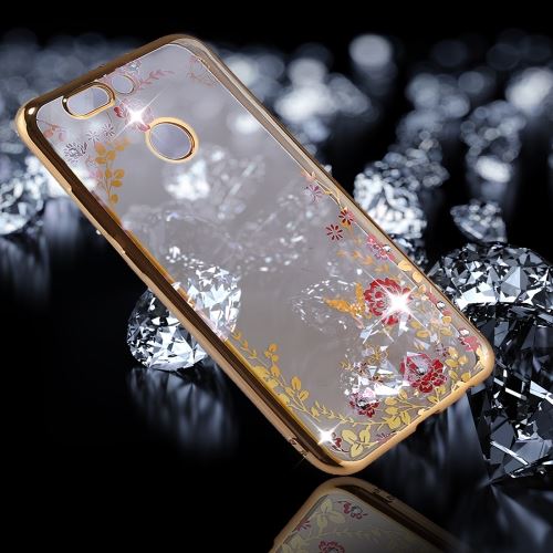 Huawei Honor V9 Coque Protection TPU Fleurs Bijoux Electroplating Doré ALS53289