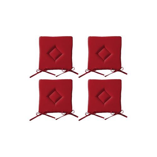 Galette de chaise - Lot de 4 - 40 x 40 cm - Rouge