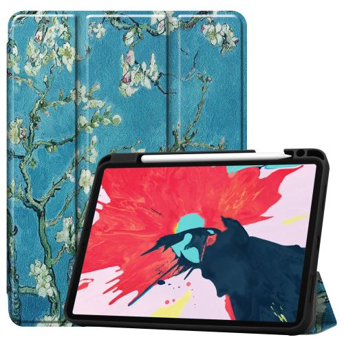 Etui en PU + TPU impression de motifs avec support tri-pliure fleur de pêche pour votre Apple iPad Pro 11 pouces (2020)