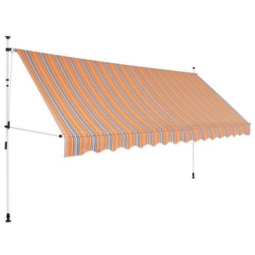 Vidaxl Auvent R&eacute;tractable Manuel 400 Cm Rayures Jaunes Et Bleues
