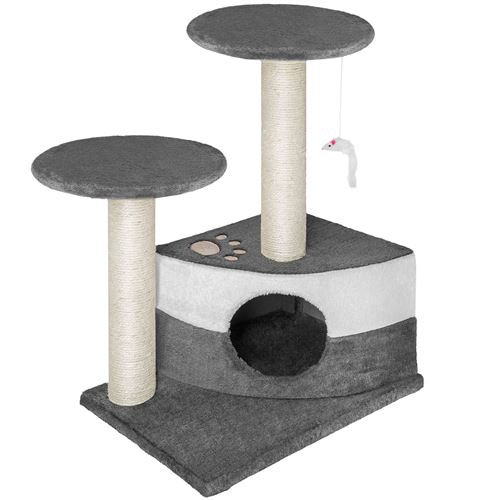 TecTake Arbre à chat 71 cm TOMMY, Griffoir, Grattoir, Tronc - gris/blanc